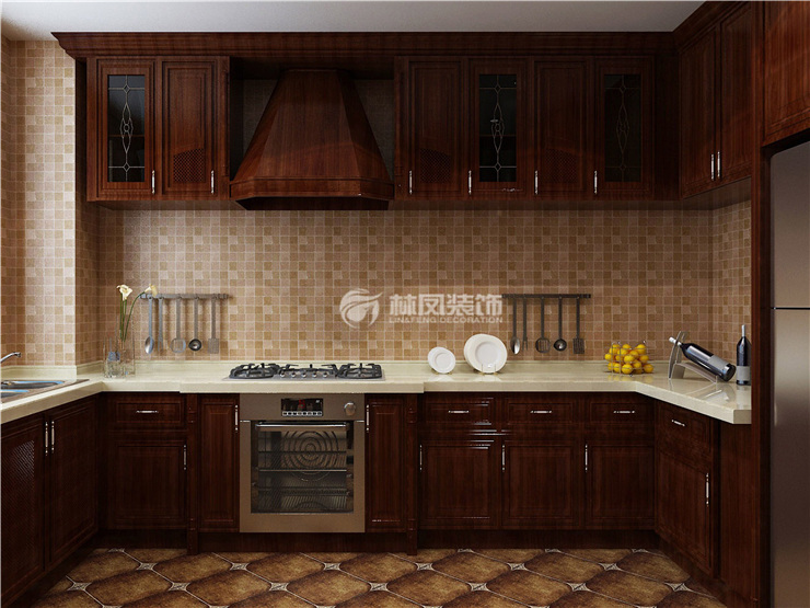 保利海德公園145㎡U型廚房設(shè)計(jì)裝修效果圖