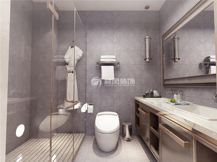 衛(wèi)生間玻璃隔墻干濕分離設計裝修效果圖