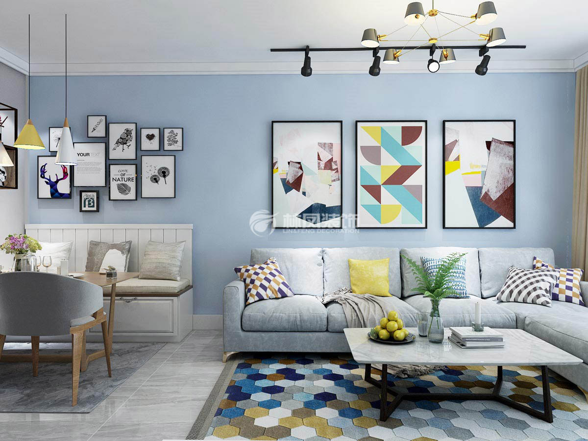 北歐風(fēng)格客餐廳合并設(shè)計(jì)裝修效果圖