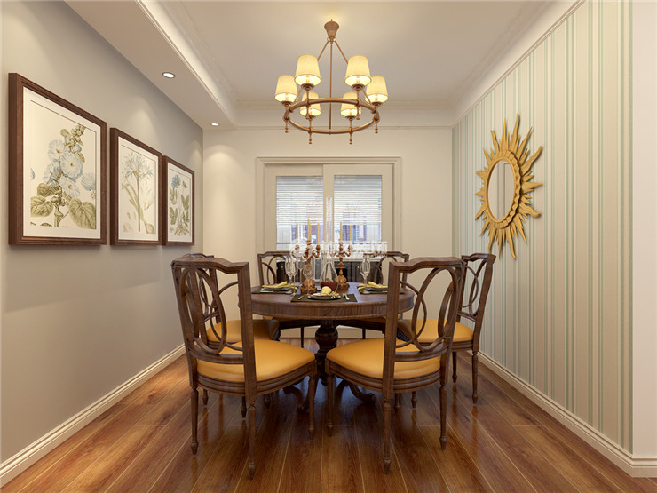 美式風(fēng)格餐廳地板鋪貼裝修效果圖