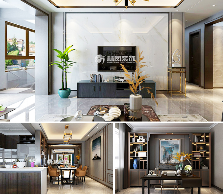 榮盛錦繡觀邸172平輕奢風(fēng)格裝修效果圖