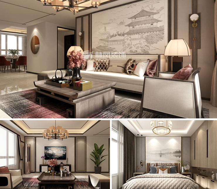 金地樾檀山137平新中式風(fēng)格裝修效果圖