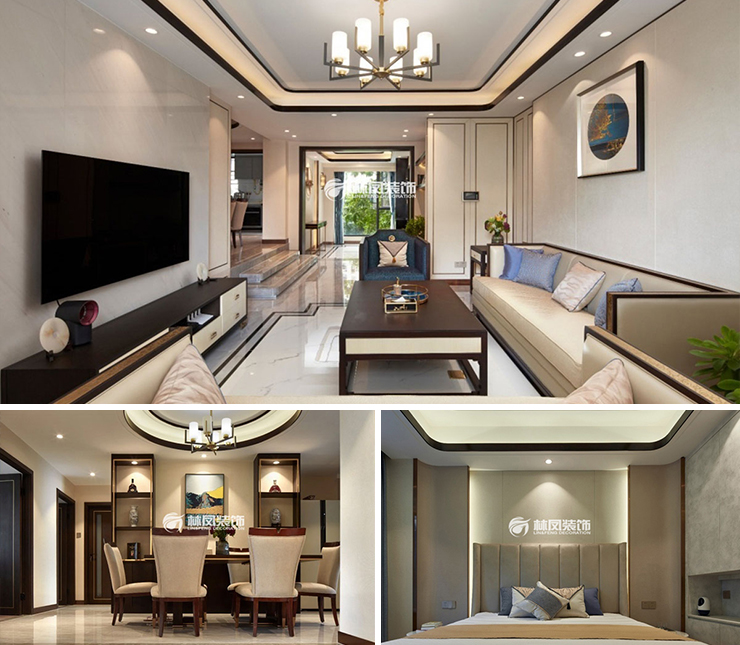 首創(chuàng)光合城150平新中式風格裝修效果圖