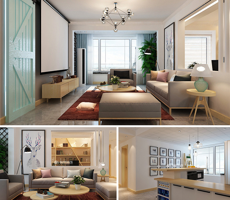 首創(chuàng)光合城135平北歐風格裝修效果圖