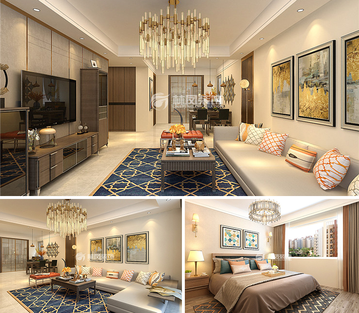 國瑞城135平港式風(fēng)格裝修效果圖