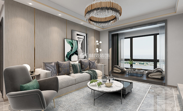 現(xiàn)代輕奢風(fēng)格客廳局部吊頂設(shè)計(jì)裝修效果圖