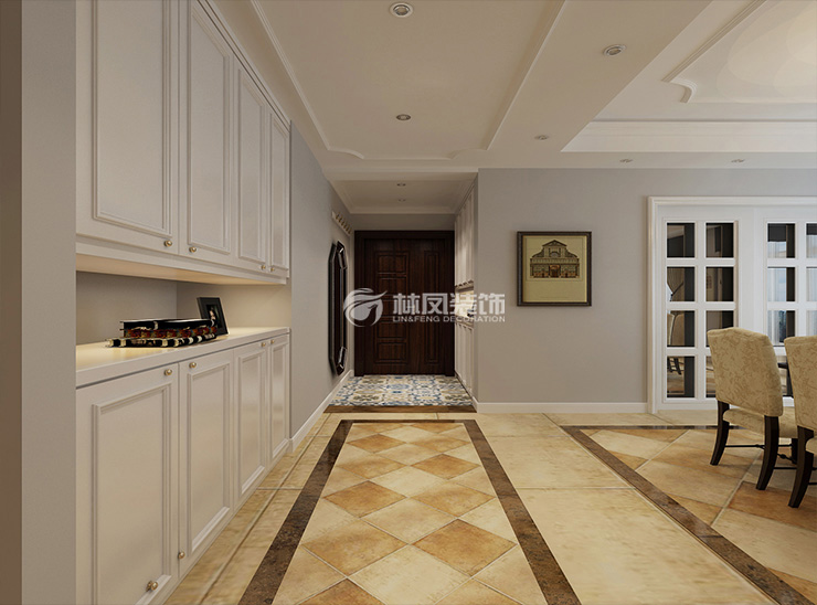 美式風格轉彎式過道裝修效果圖