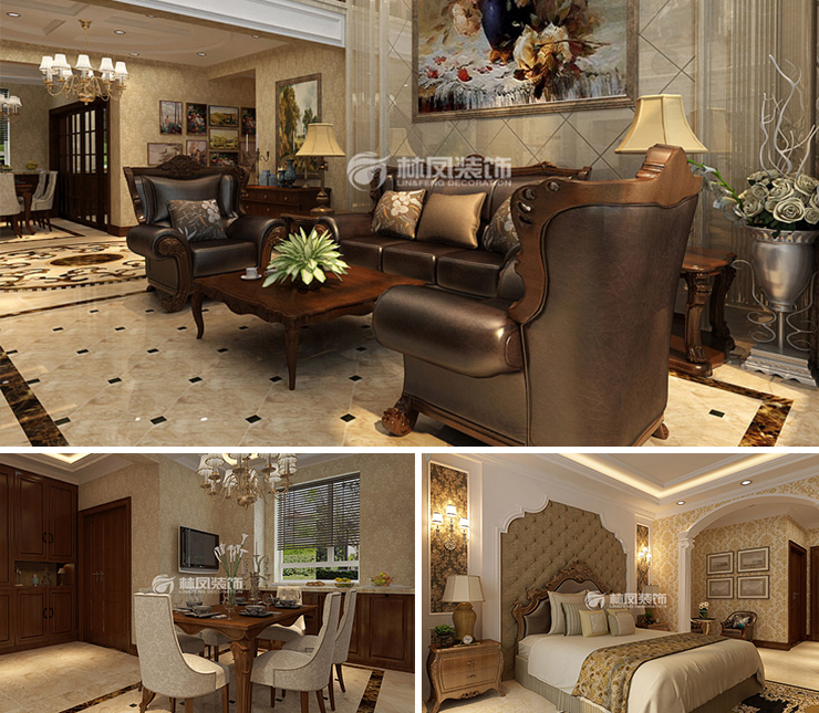 月星城央華墅300平歐式風格裝修效果圖