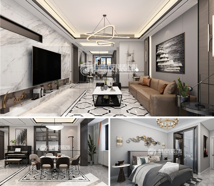 越秀星匯云錦140平港式風格裝修效果圖