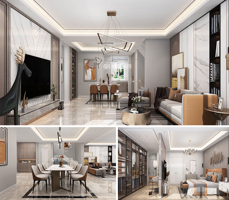 龍湖九里晴川300平輕奢風格裝修效果圖