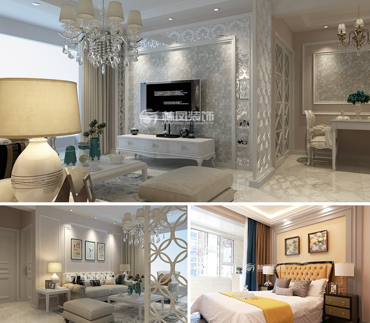 萬(wàn)達(dá)公園ONE115平歐式風(fēng)格裝修效果圖