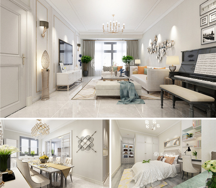 金沙美麗都128平歐式風(fēng)格裝修效果圖