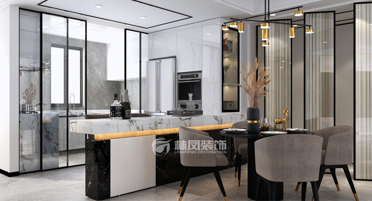 輕奢風(fēng)格開(kāi)放式廚房裝修效果圖