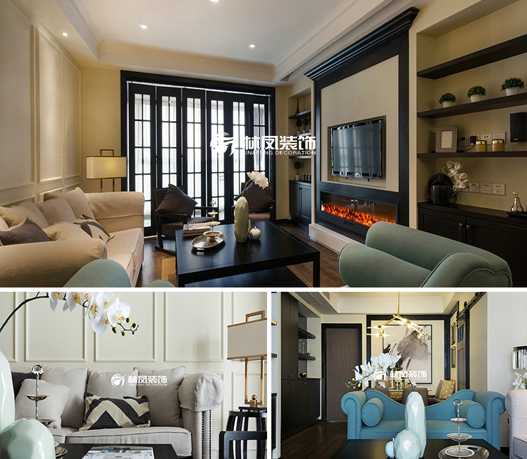 萬科明日之光132平美式風(fēng)格裝修效果圖