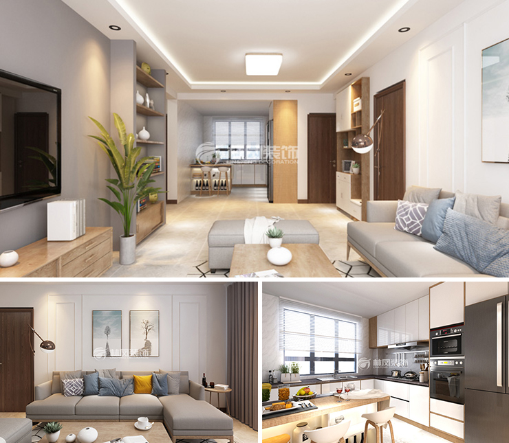 富禹盛京學府120平現(xiàn)代風格裝修效果圖