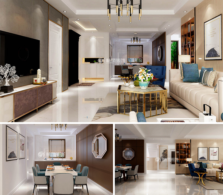 華潤置地八號院112平輕奢風(fēng)格裝修效果圖