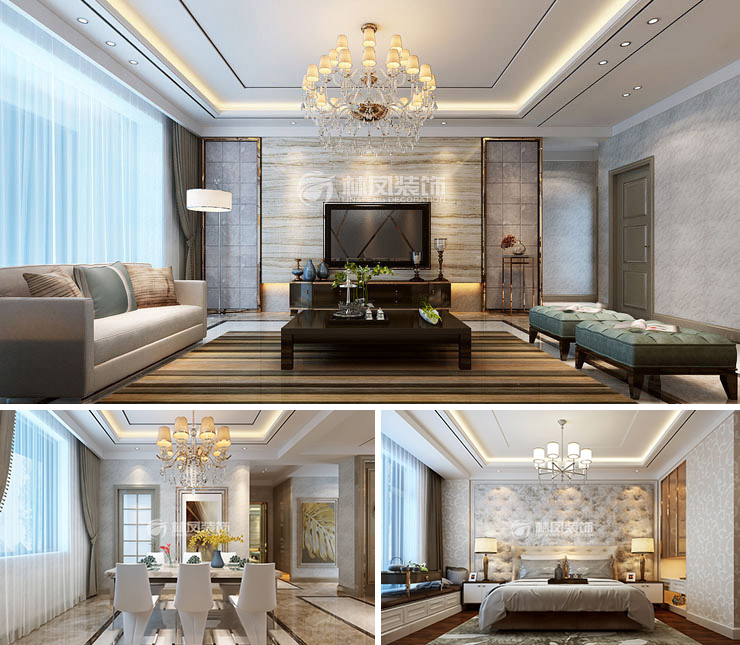 華潤置地八號院130平港式風(fēng)格裝修效果圖