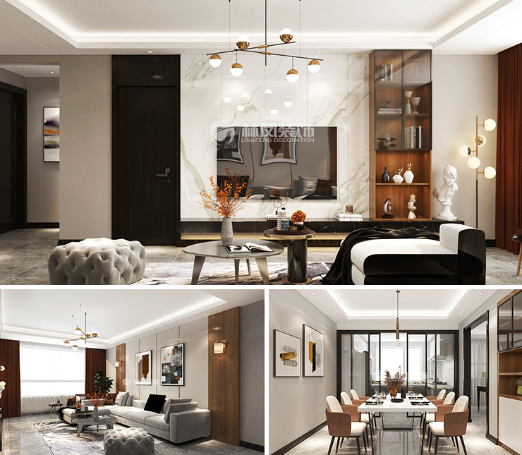 融創(chuàng)臻園145平現(xiàn)代風(fēng)格裝修效果圖