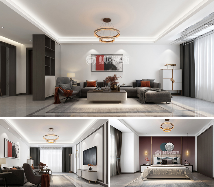 招商雍景灣110平新中式風(fēng)格裝修效果圖