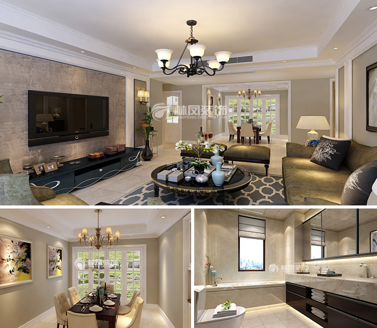 融創(chuàng)唐軒府151平美式風(fēng)格裝修效果圖