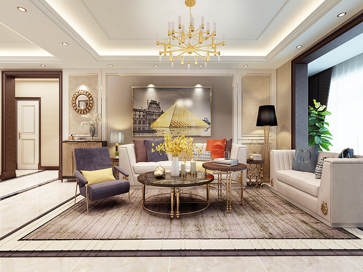 輕奢風(fēng)格客廳燈帶設(shè)計裝修效果圖