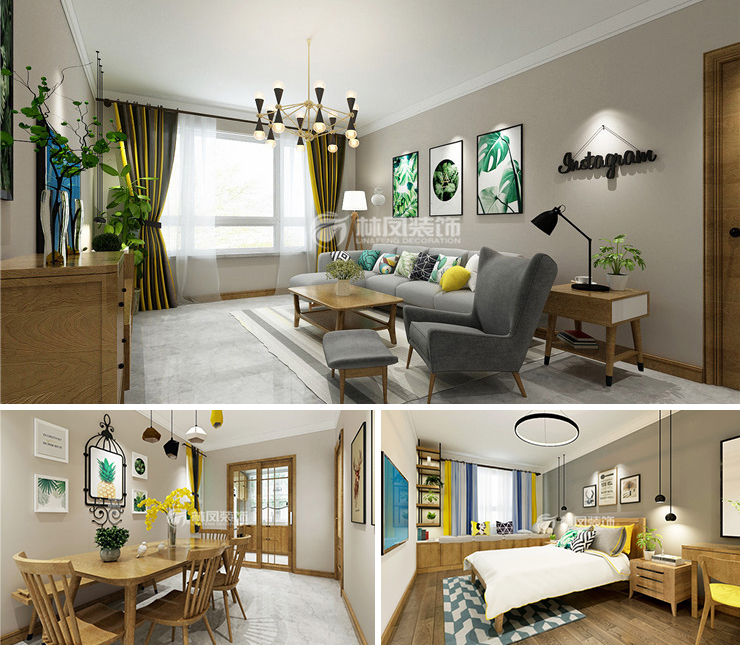 中南旭輝和樾95平北歐風格裝修效果圖