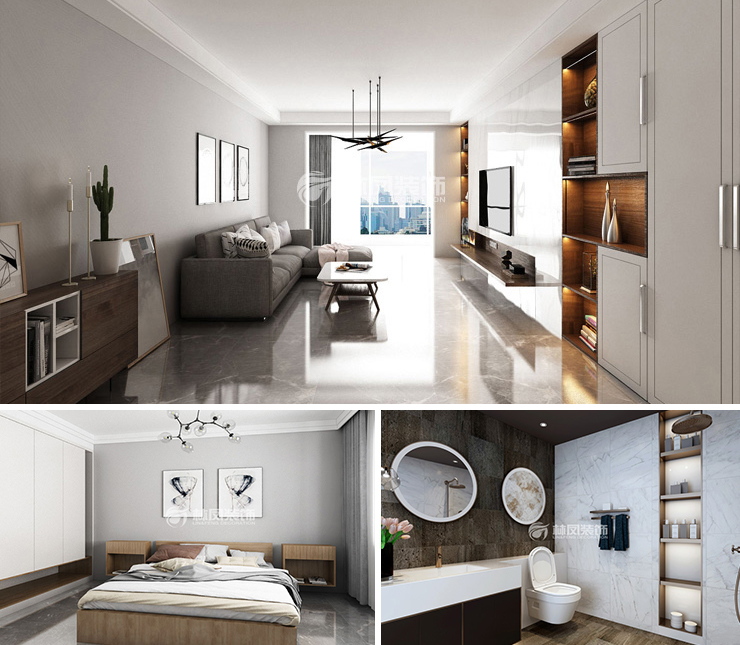 萬達(dá)公園ONE 120平 現(xiàn)代簡約風(fēng)格裝修效果圖