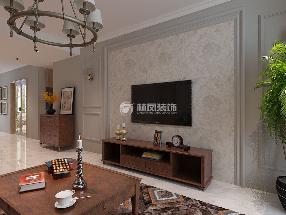 美式風格電視背景墻護墻板裝修效果圖