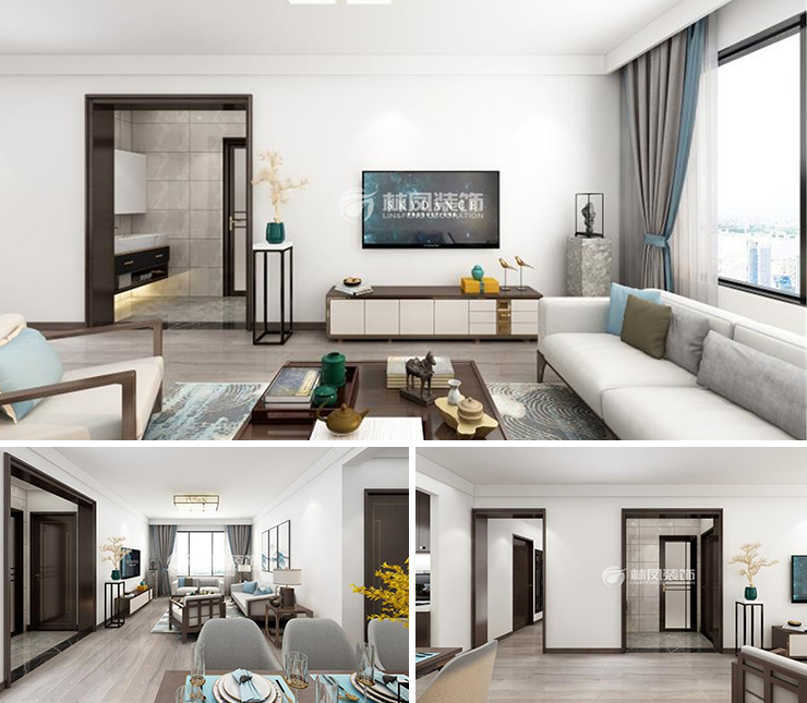 首創(chuàng)光合城 126平 新中式風格裝修效果圖