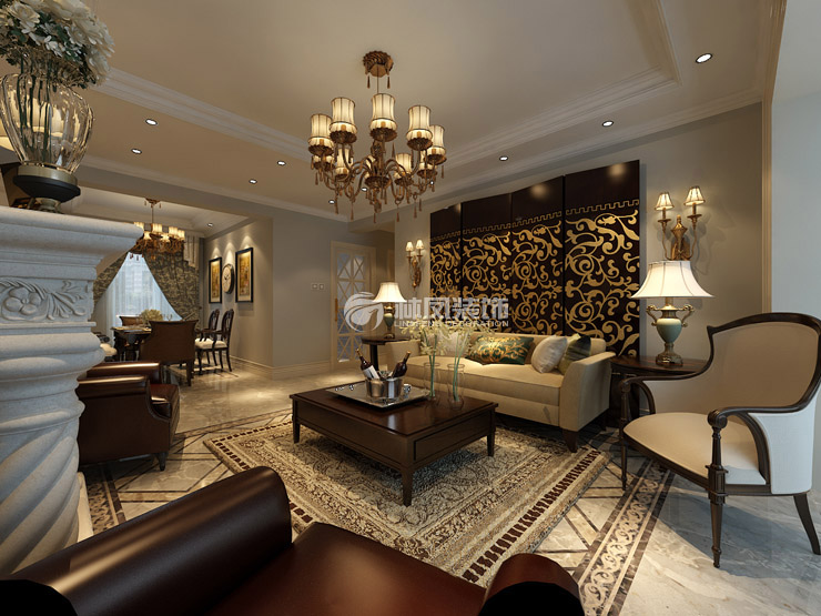 保利達(dá)江灣城-140平-美式風(fēng)格-客廳1.jpg