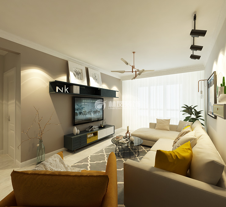 金地名悅-89平-現(xiàn)代簡約風格-客廳1.jpg