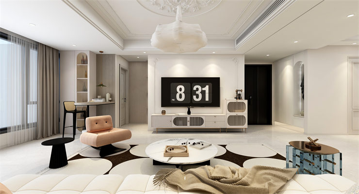 浦江.御景灣-150平-現(xiàn)代奶油風格-客餐廳 4.jpg