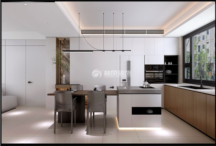 萬科·府前壹號-130平-現(xiàn)代奶油-餐島臺西廚房.jpg